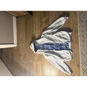 Cozy Gray Hoodie with Secret Plaid Lining - Men's Medium Jacket